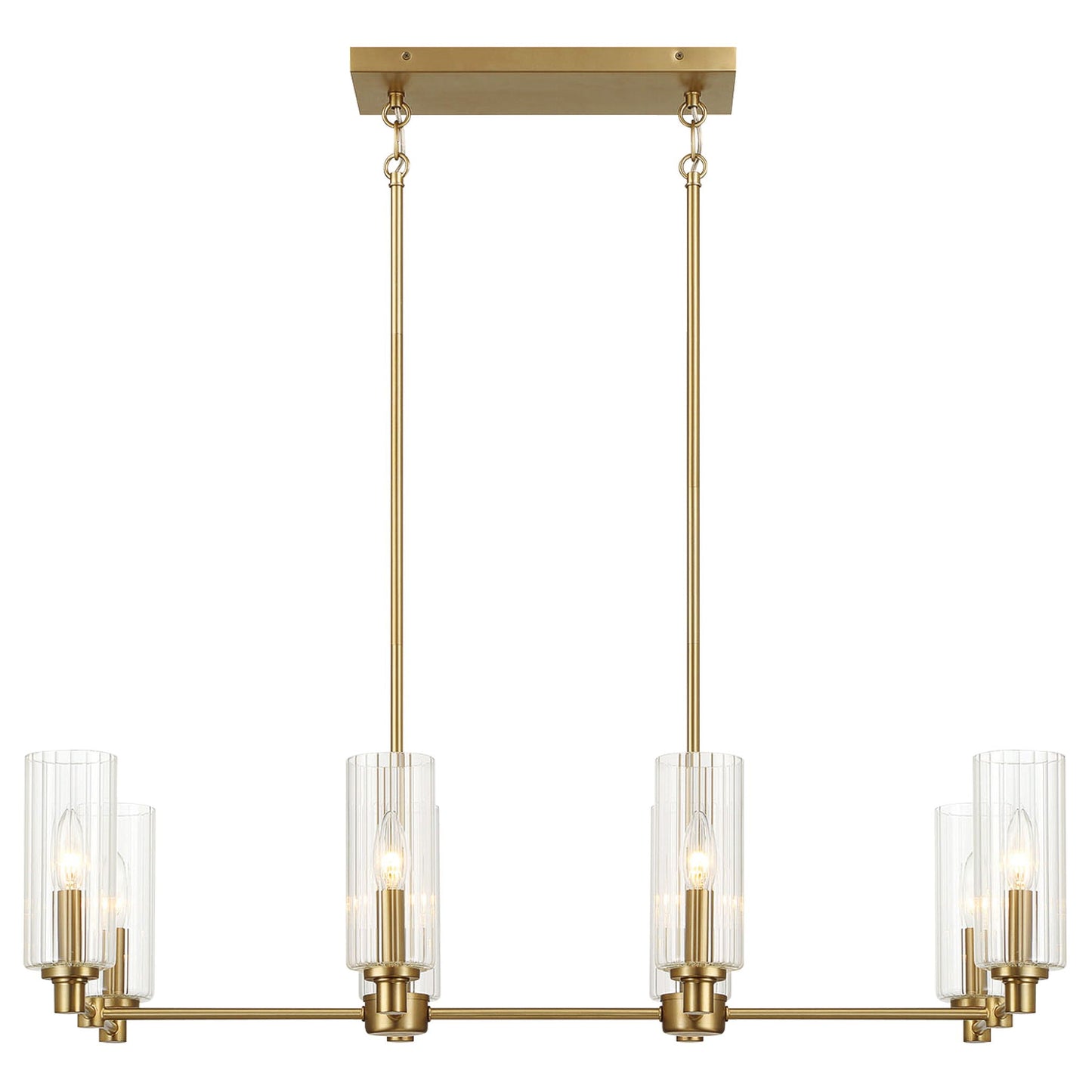 Willow 8-light island pendant with clear ribbed glass shades in antique brass by HouseOfZazla on Tampa Home & Garden Store