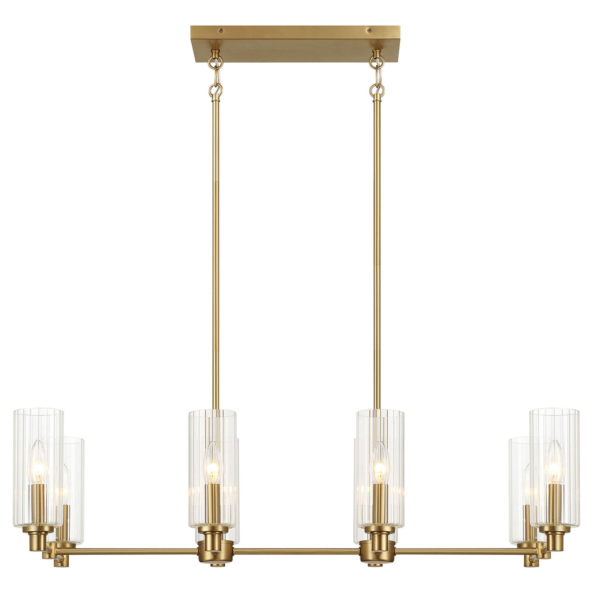 Willow 8-light island pendant with clear ribbed glass shades in antique brass by HouseOfZazla on Tampa Home & Garden Store