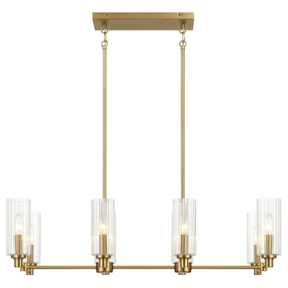 Willow 8-light island pendant with clear ribbed glass shades in antique brass by HouseOfZazla on Tampa Home & Garden Store