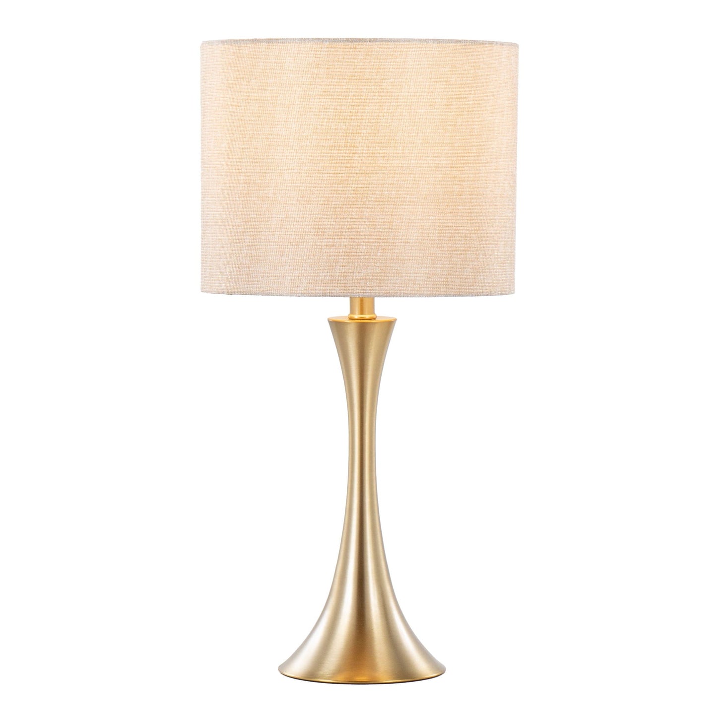 Lenuxe contemporary table lamp set (2) with beige fabric shade and gold-tone base on Tampa Home & Garden Store