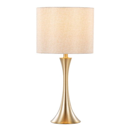 Lenuxe contemporary table lamp set (2) with beige fabric shade and gold-tone base on Tampa Home & Garden Store