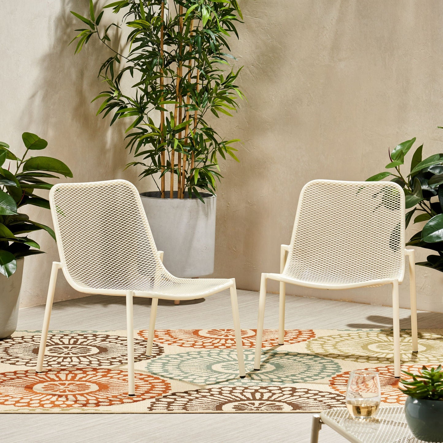 Kincaid Stackable Iron Chair armless outdoor chair set of 2 on Tampa Home & Garden Store