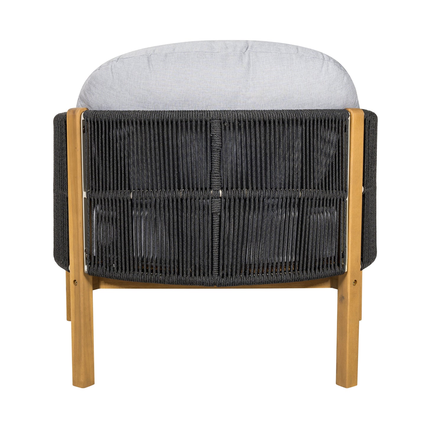 Acacia Wood and Woven Rope Outdoor Club Chair