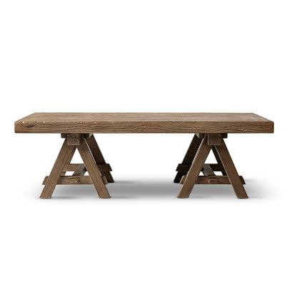 Trestle coffee table in solid reclaimed elm with dark brown finish HouseOfZazla on Tampa Home & Garden Store