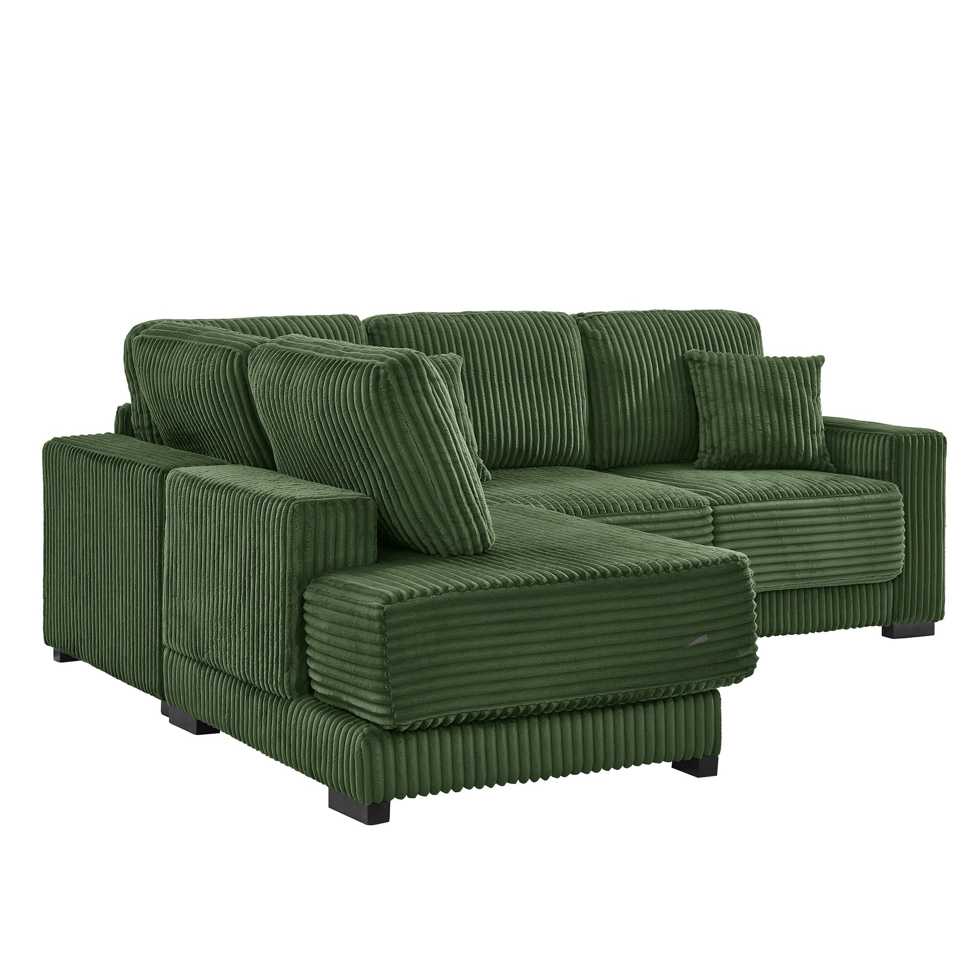 93-inch L-shaped sectional sofa in green corduroy fabric with chaise by HouseOfZazla on Tampa Home & Garden Store