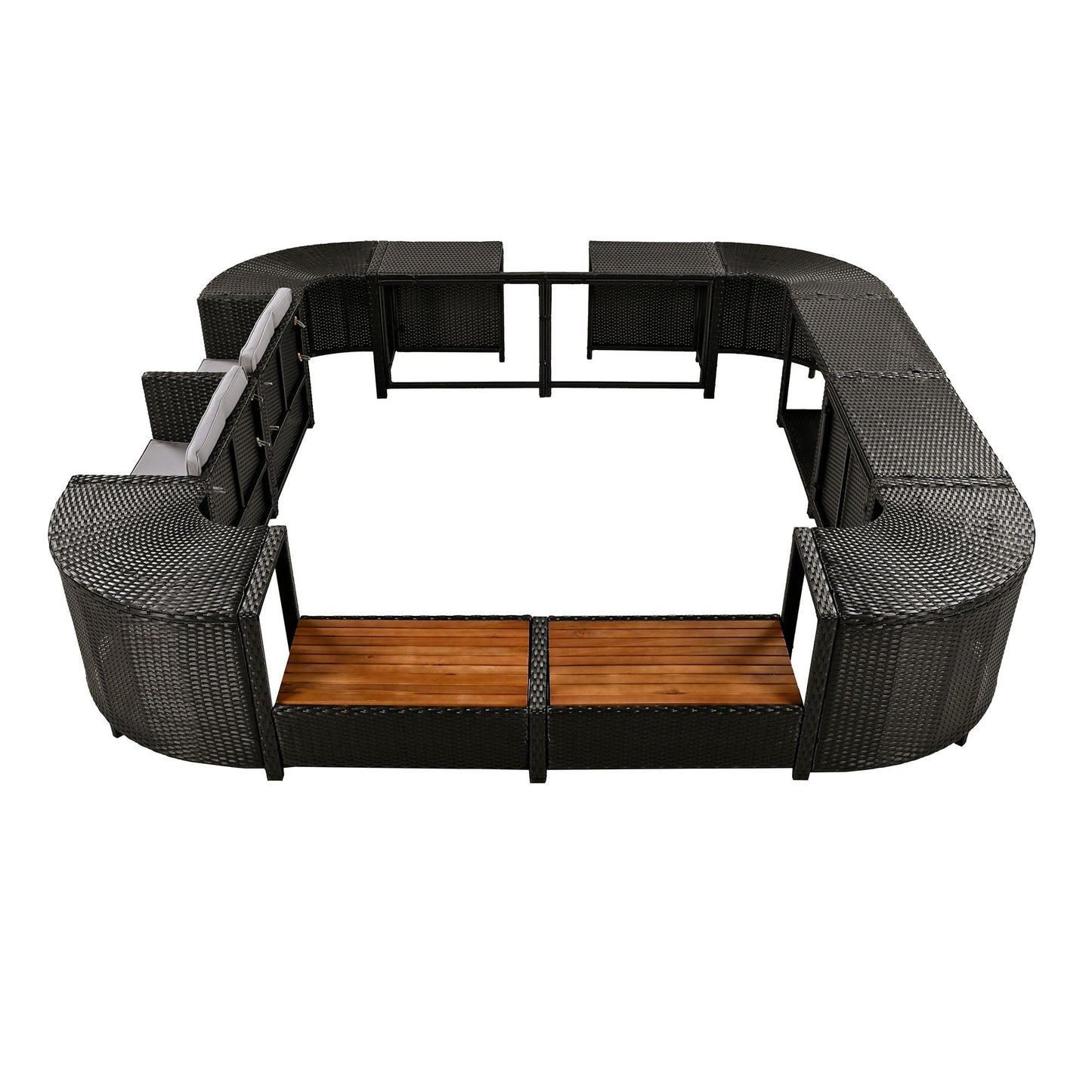 Outdoor Rattan Spa Frame and Modular Storage Seat