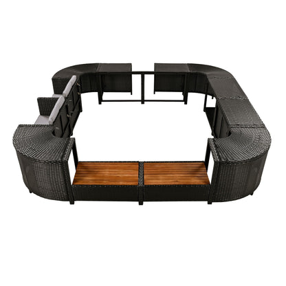 Outdoor Rattan Spa Frame and Modular Storage Seat