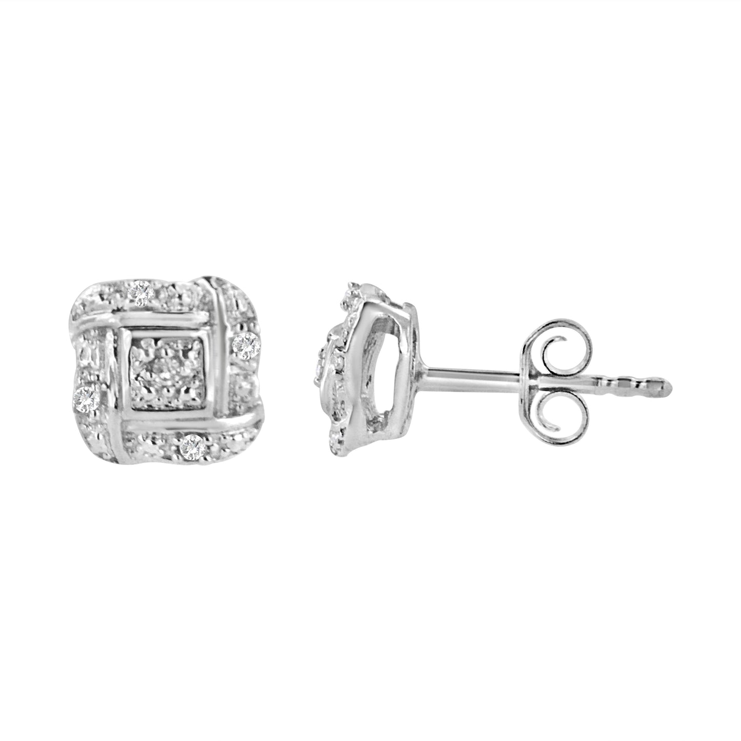 Sterling silver .925 round-cut diamond accent swirl square knot stud earrings by Bids.com on Tampa Home & Garden Store