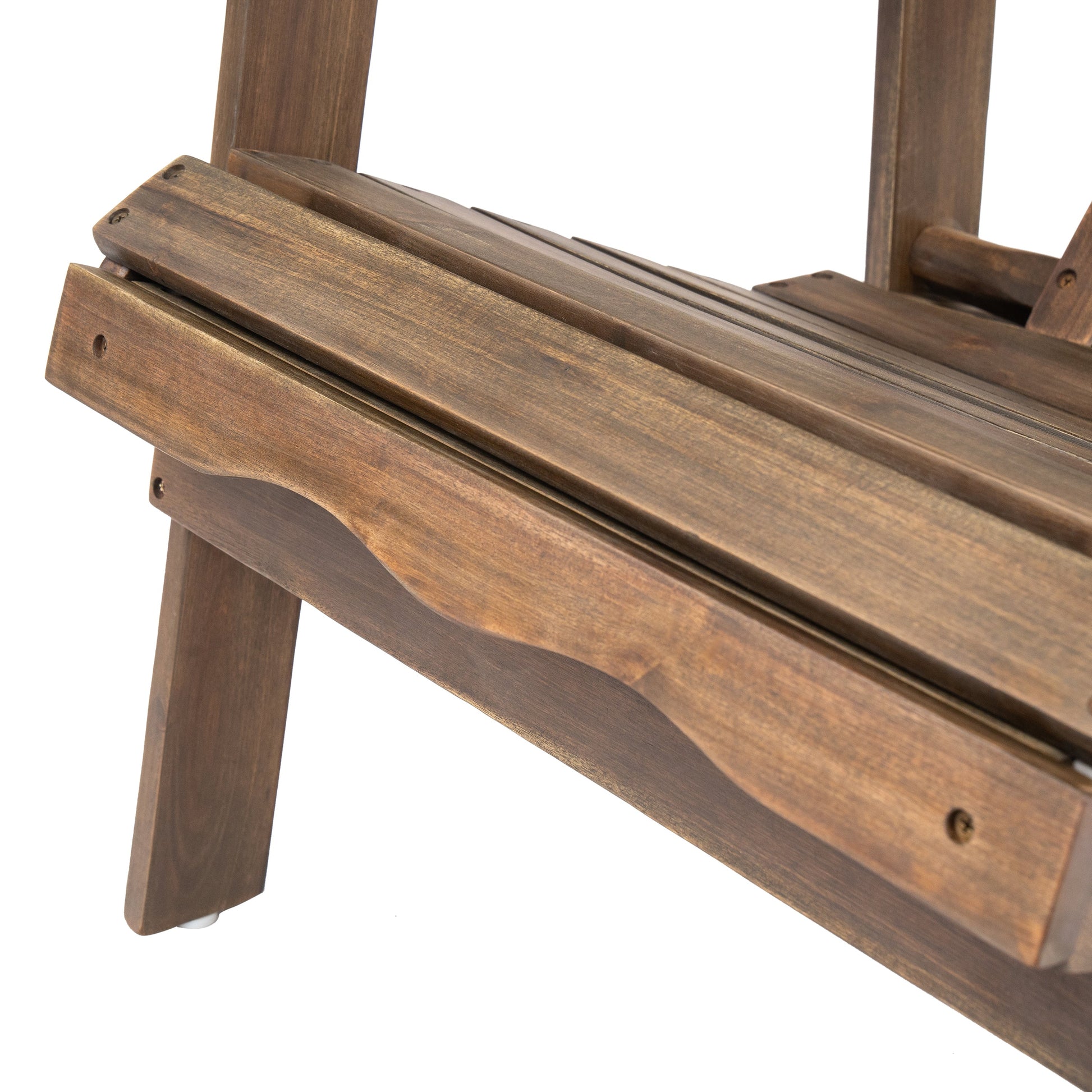 Malibu Adirondack Chair outdoor furniture in brown stained wood with slats and screws on Tampa Home & Garden Store