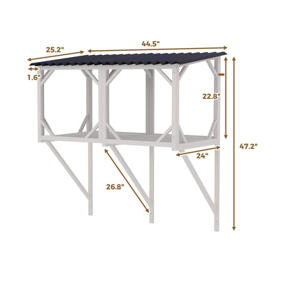 Cat Window Box cage stand in white wood with dark corrugated roof by HouseOfZazla on Tampa Home & Garden Store