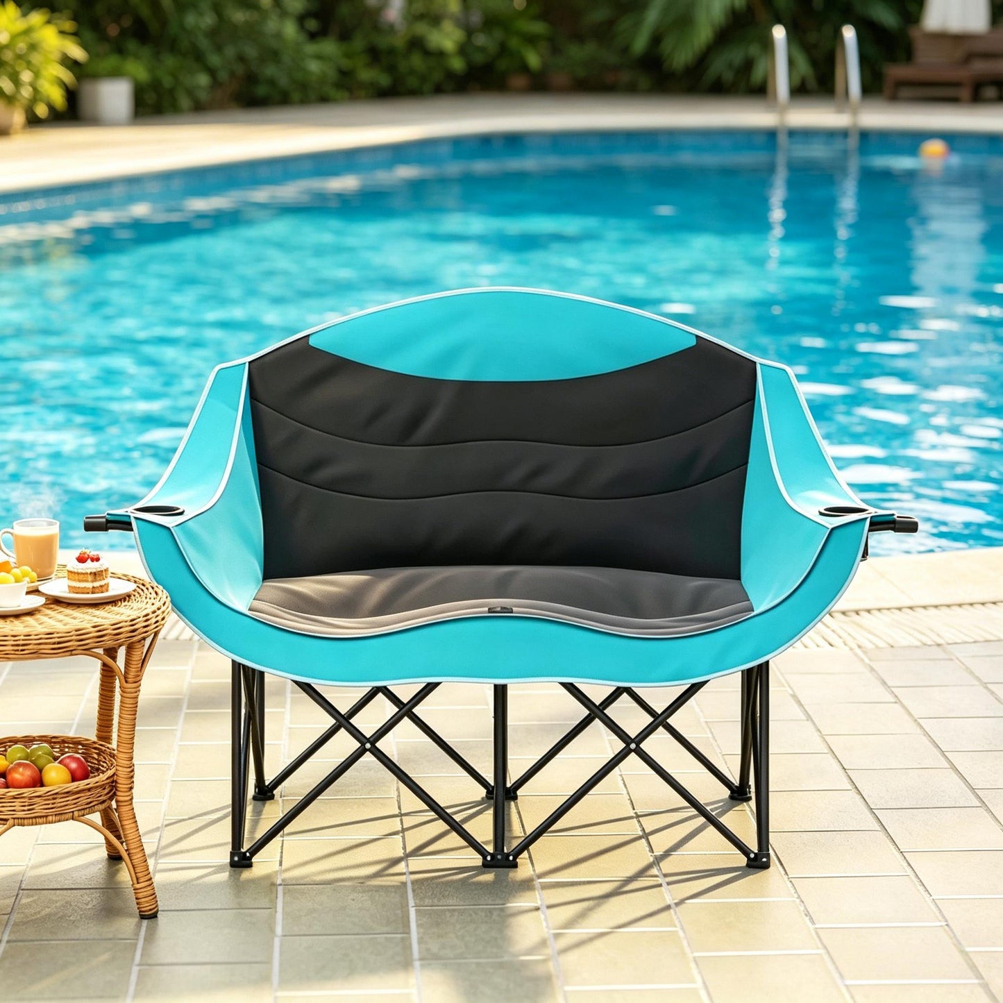Foldable Outdoor Loveseat for Camping and Patio