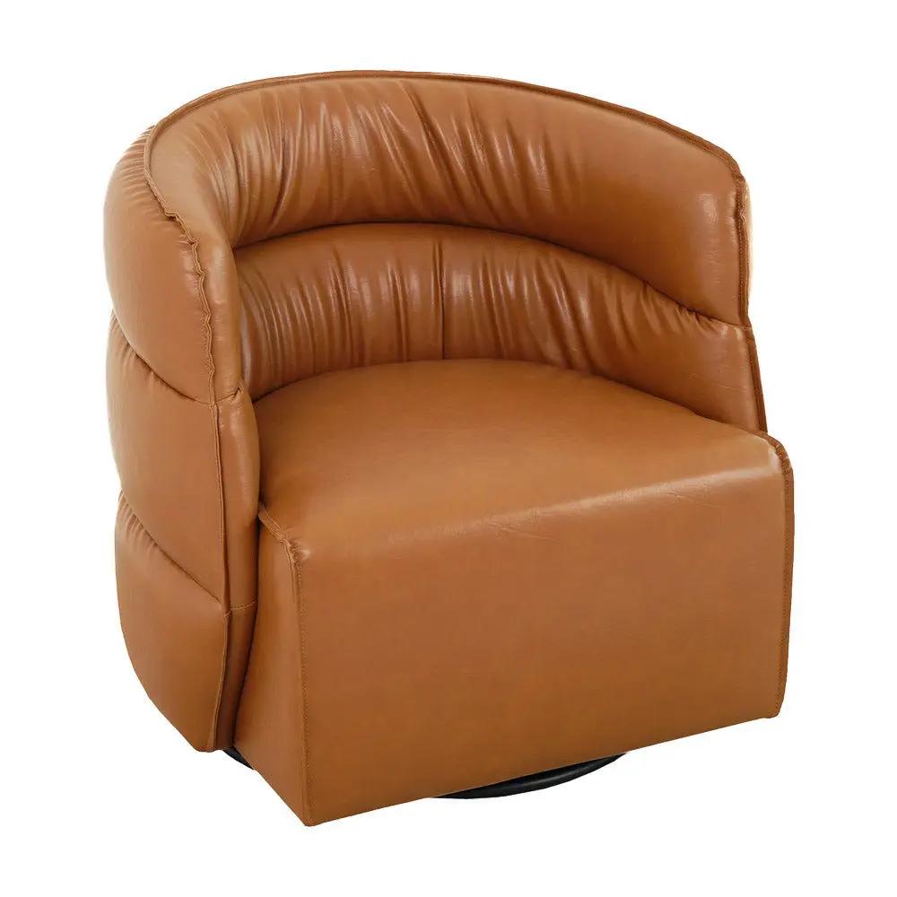 Walden Swivel Chair tan leather with rounded back by Unique Piece Furniture on Tampa Home & Garden Store