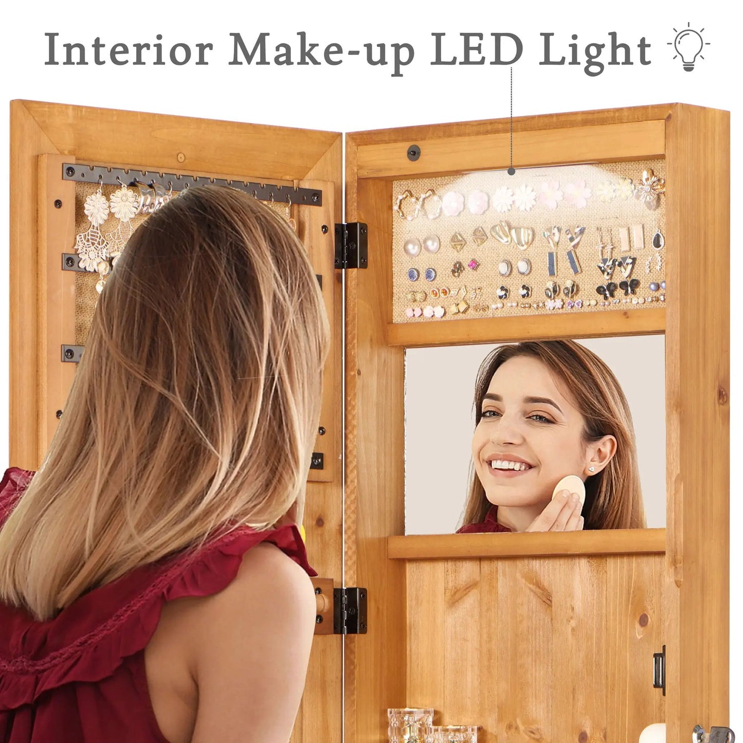 Wall Mounted Jewelry Armoire With Led Light