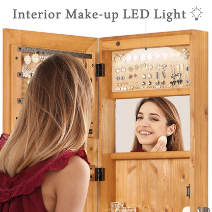 Wall Mounted Jewelry Armoire With Led Light