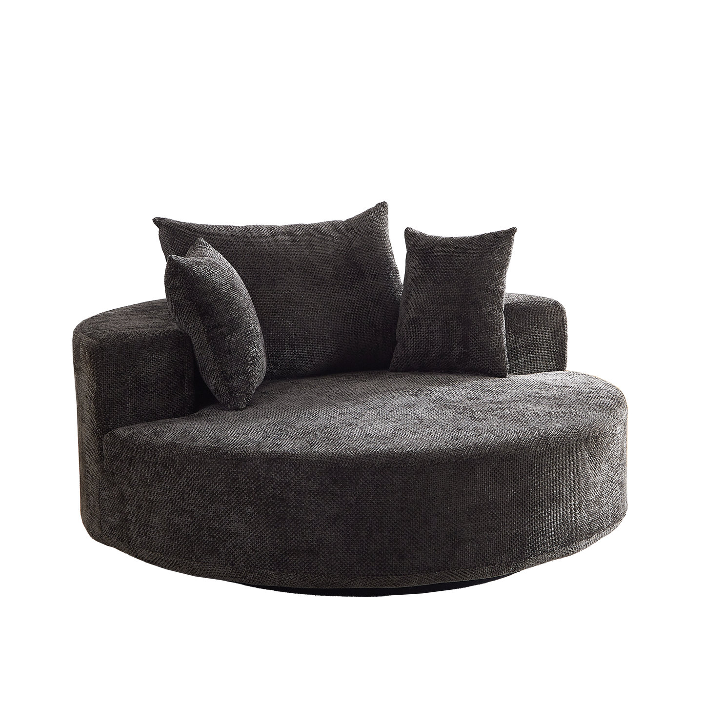 55'' Chenille Foam Single Swivel Chair by HouseOfZazla, dark gray chenille accent chair on Tampa Home & Garden Store
