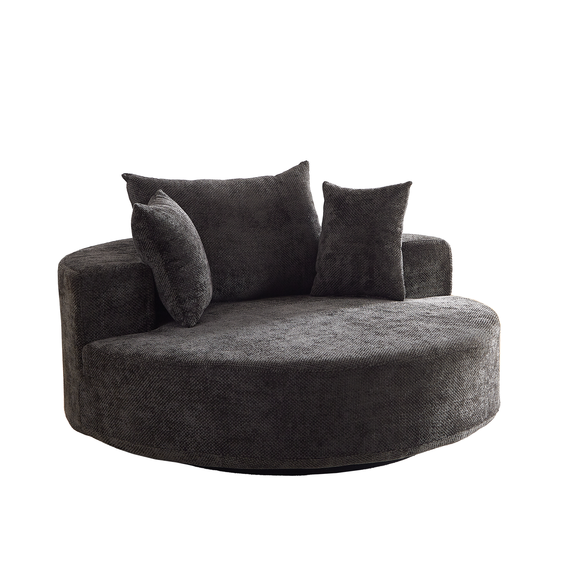 55'' Chenille Foam Single Swivel Chair by HouseOfZazla, dark gray chenille accent chair on Tampa Home & Garden Store