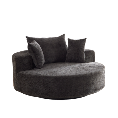 55'' Chenille Foam Single Swivel Chair by HouseOfZazla, dark gray chenille accent chair on Tampa Home & Garden Store