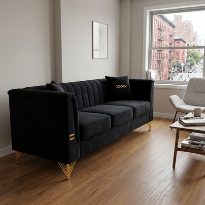 Modern Velvet Three Seater Sofa for Living Rooms