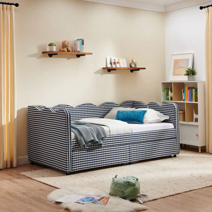 Gingham Daybed With USB Port and Wave Design