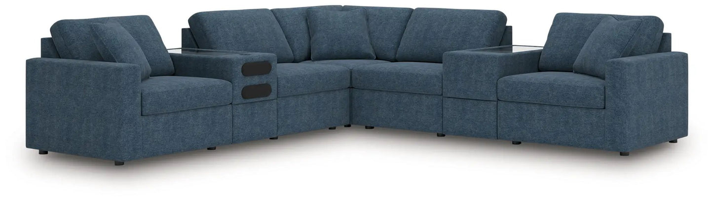 Modmax Ink stationary sectional sofa in blue fabric, plush cushions on Tampa Home & Garden Store