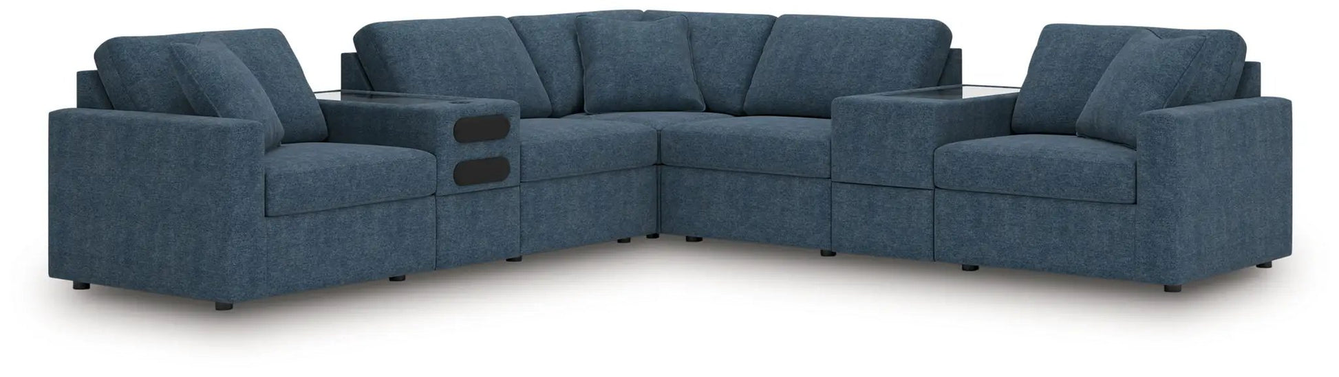 Modmax Ink stationary sectional sofa in blue fabric, plush cushions on Tampa Home & Garden Store