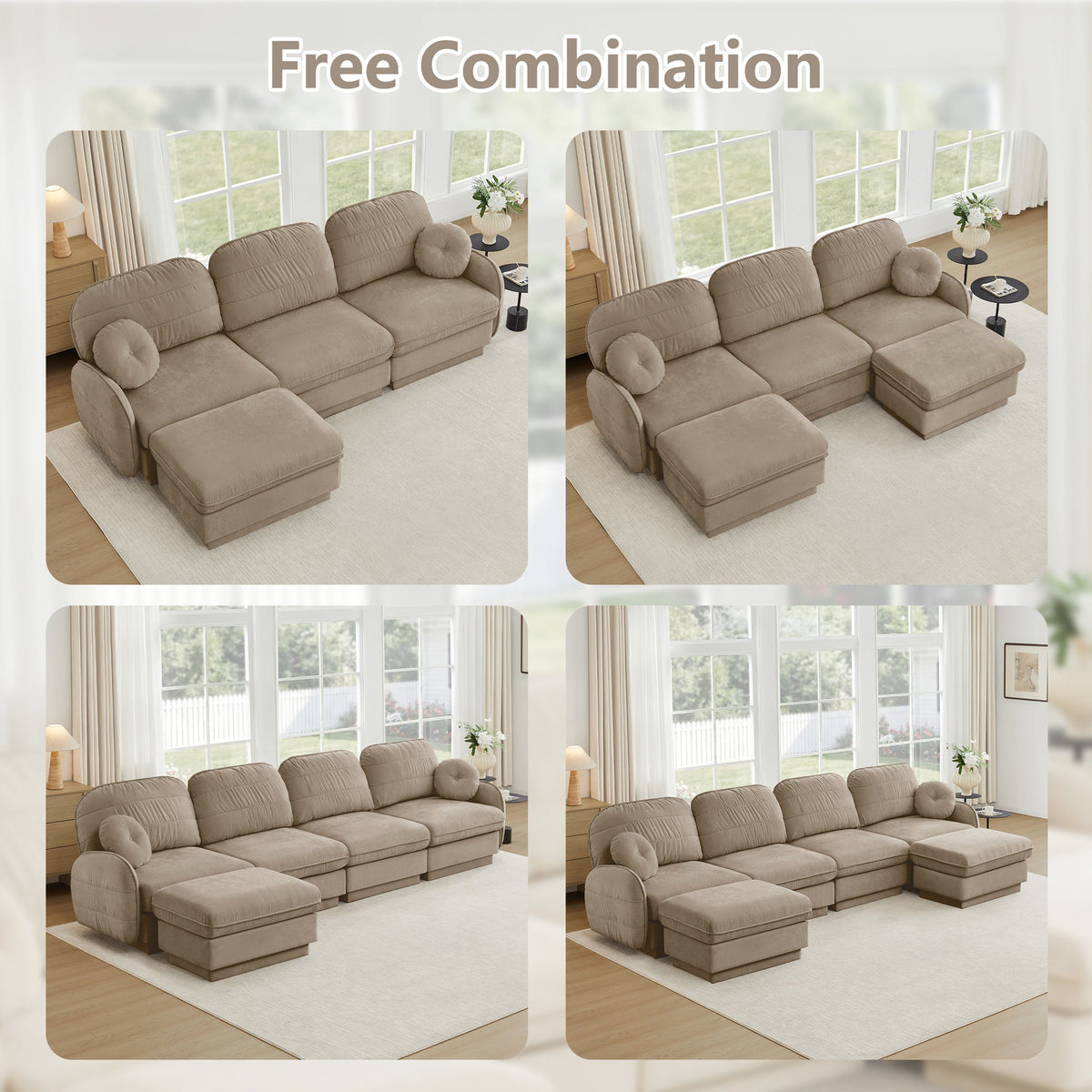 Chenille Cloud L-Shaped Loveseat Sofa beige chenille with chaise by HouseOfZazla on Tampa Home & Garden Store