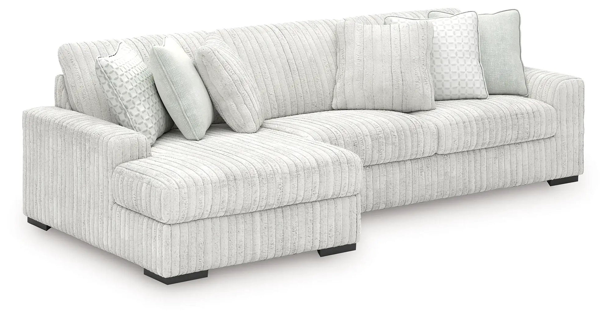 Stupendous Sectional by Unique Piece Furniture in light gray corduroy with plush cushions on Tampa Home & Garden Store