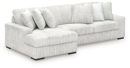 Stupendous Sectional by Unique Piece Furniture in light gray corduroy with plush cushions on Tampa Home & Garden Store