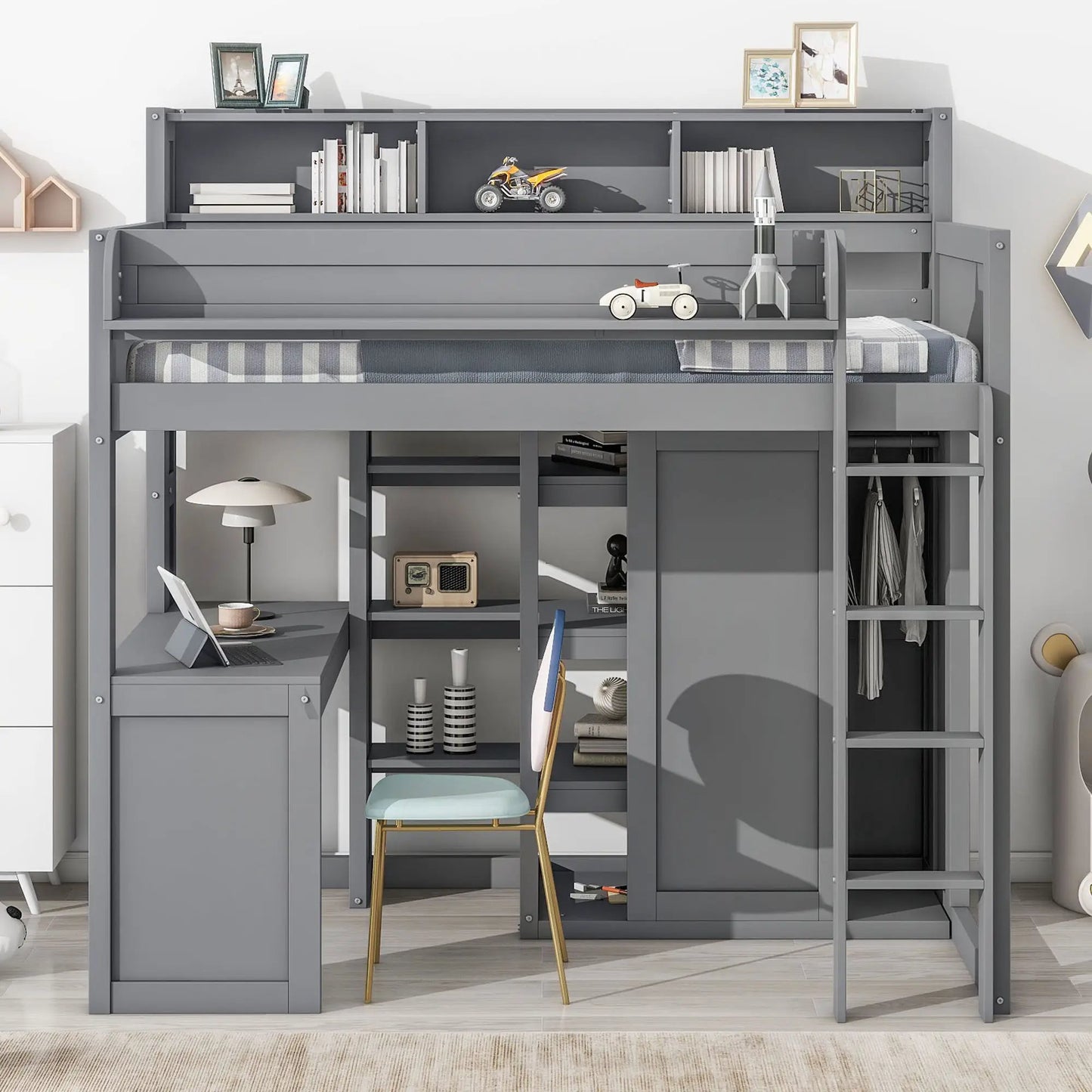 Loft Bed with Built in Desk and Wardrobe