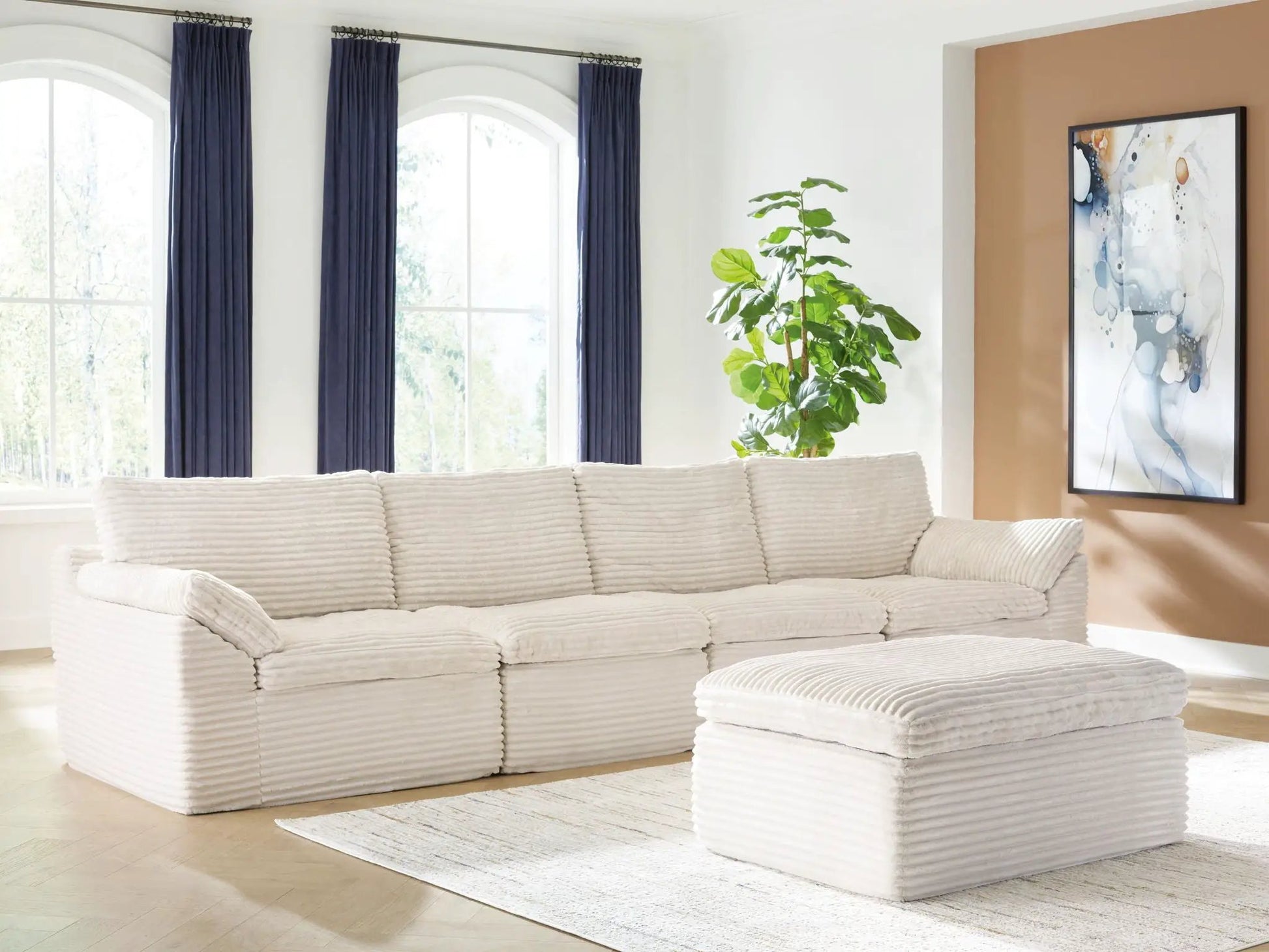 Fannin 4-piece ivory stationary sectional with ottoman by Unique Piece Furniture on Tampa Home & Garden Store