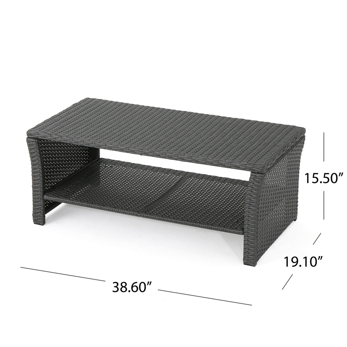 St Lucia Outdoor Dining Table grey with open shelf storage, wicker design HouseOfZazla on Tampa Home & Garden Store