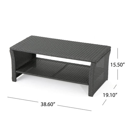 St Lucia Outdoor Dining Table grey with open shelf storage, wicker design HouseOfZazla on Tampa Home & Garden Store