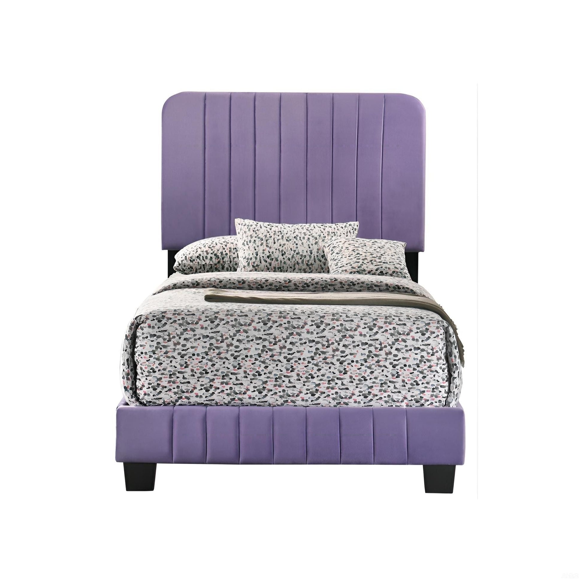 Channel Tufted Bed purple upholstery with vertical tufted headboard HouseOfZazla on Tampa Home & Garden Store