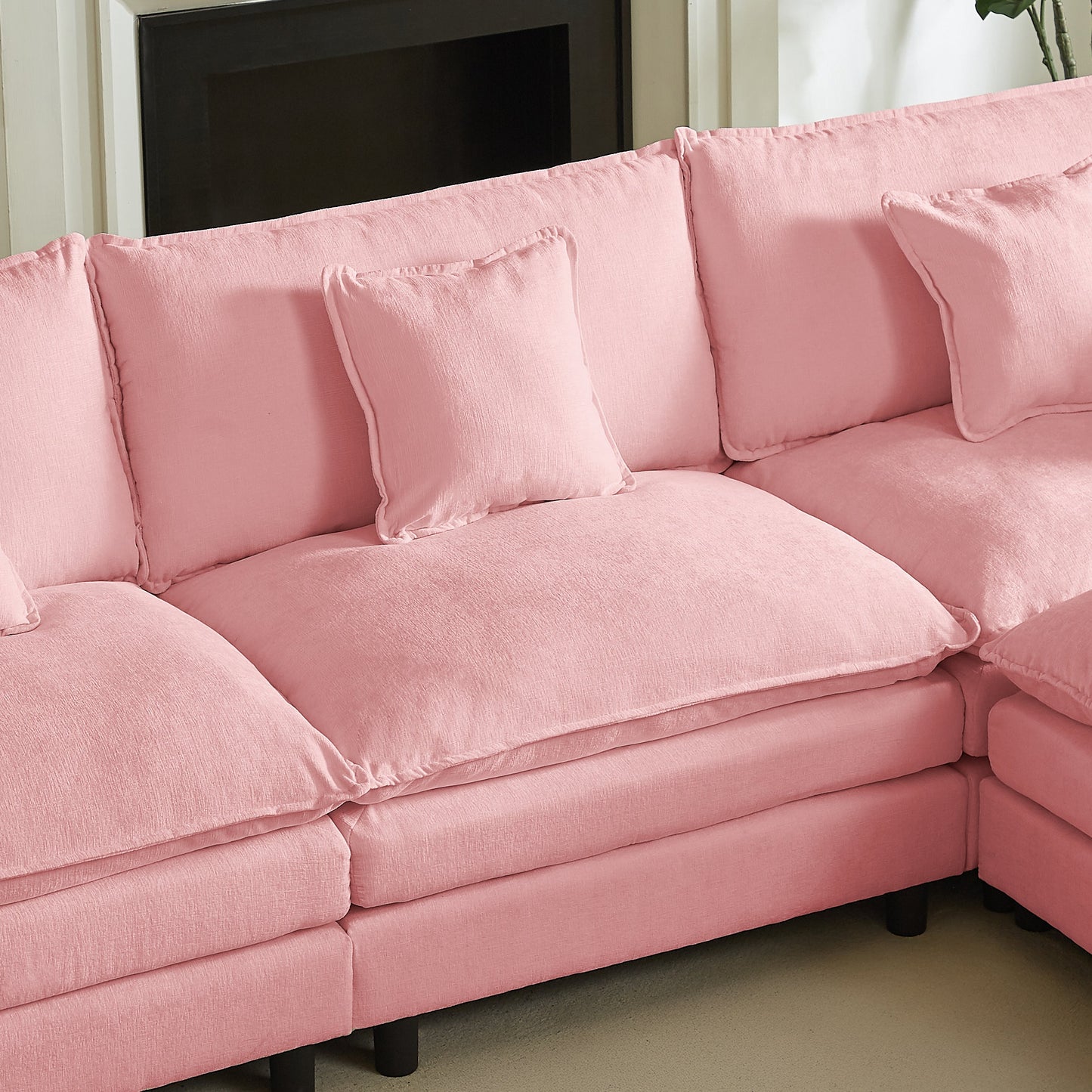 L Shaped Modular Sectional Sofa and Ottoman