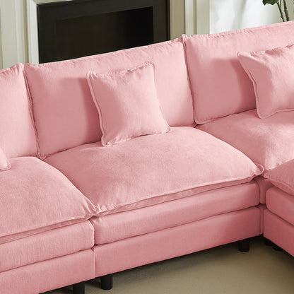 L Shaped Modular Sectional Sofa and Ottoman
