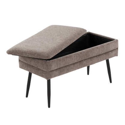 Contemporary storage bench with removable lid in light brown fabric on Tampa Home & Garden Store
