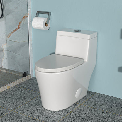 Dual Flush 1-Piece Toilet with soft closing seat, white, HouseOfZazla on Tampa Home & Garden Store