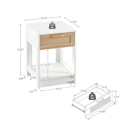 Rattan End Table With Drawer and Nightstand