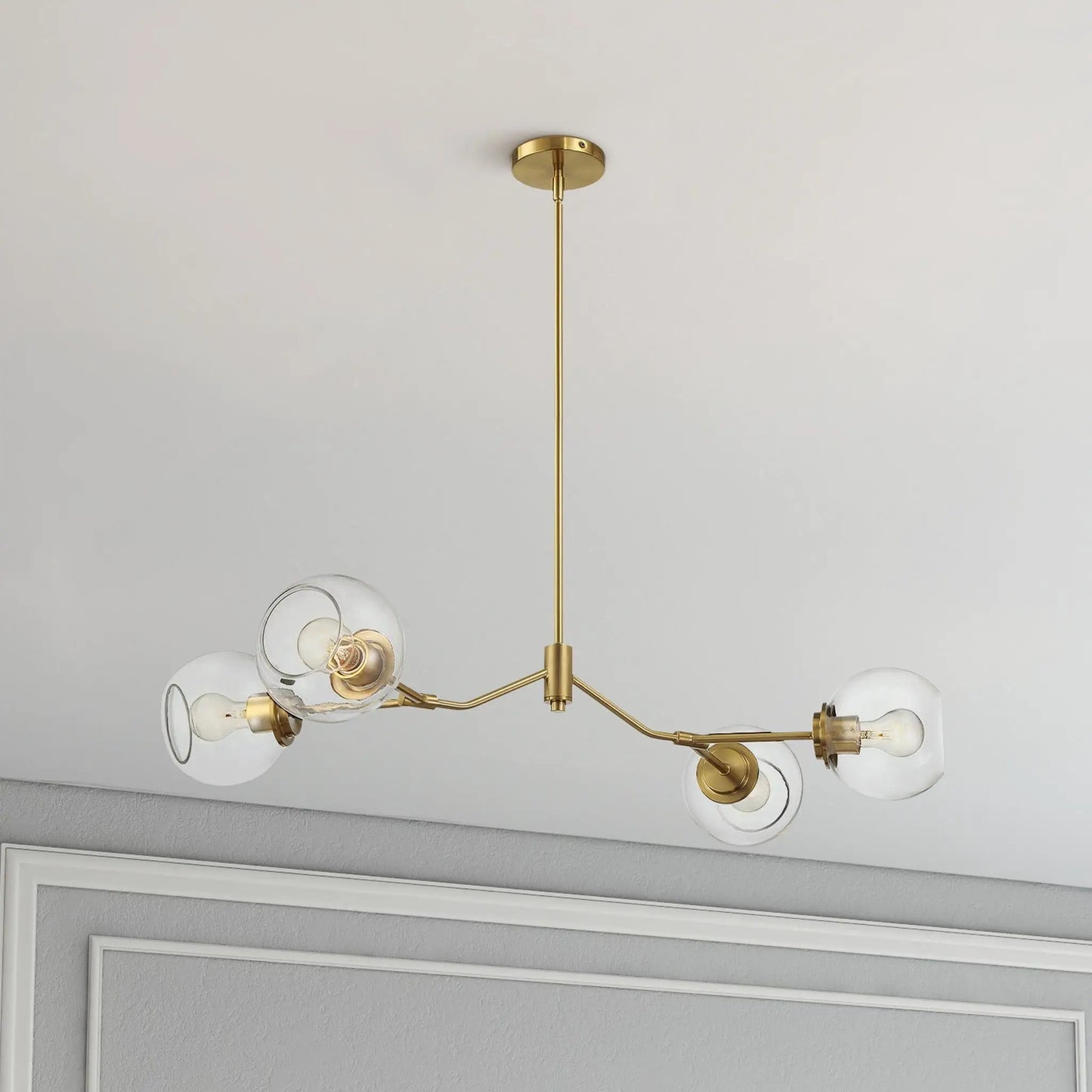 Jewel 4 Lights Chandelier In Clear Gold Fixture