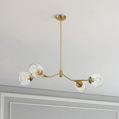Jewel 4 Lights Chandelier In Clear Gold Fixture