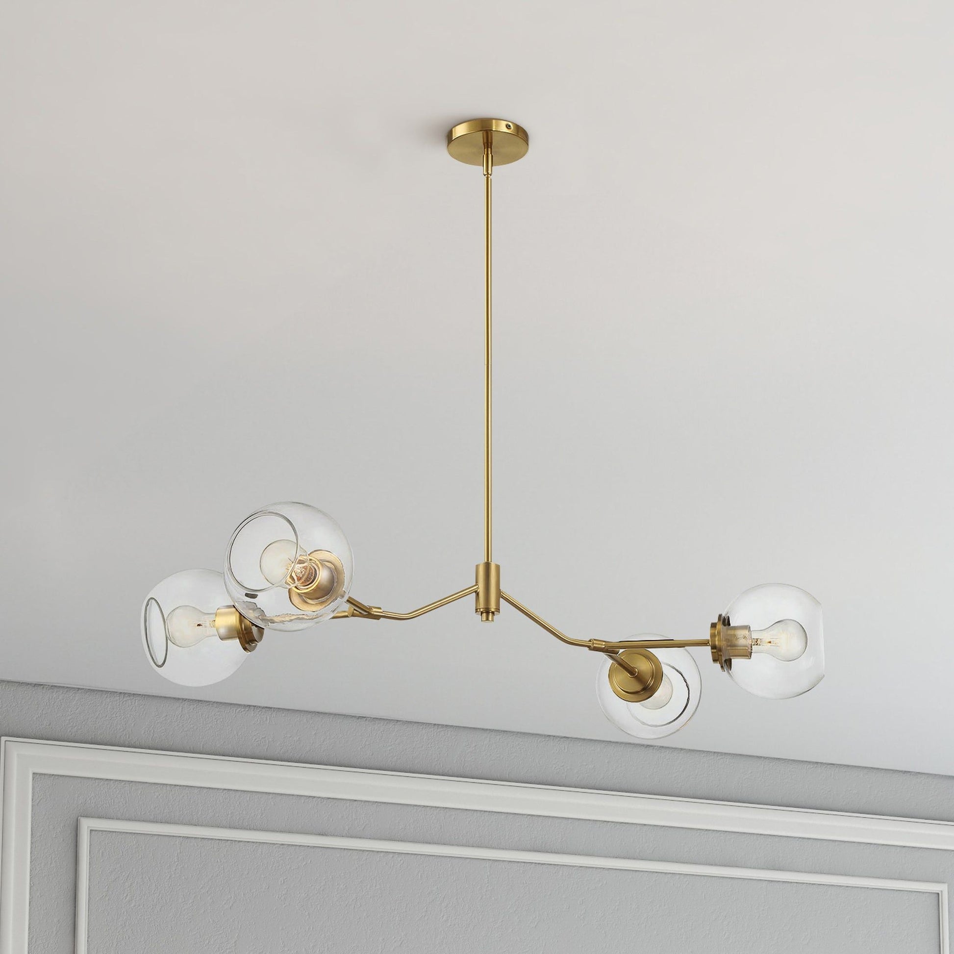 Jewel 4-light gold chandelier with clear glass globes by HouseOfZazla on Tampa Home & Garden Store