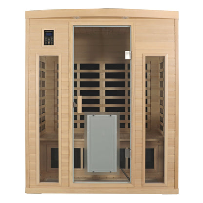 Three-person infrared sauna in Hemlock wood with glass door control panel HouseOfZazla on Tampa Home & Garden Store