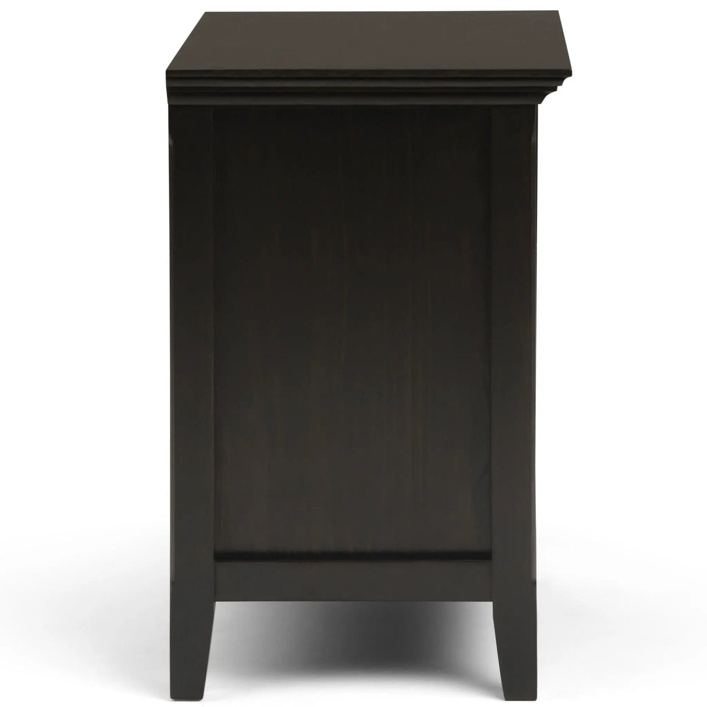 Amherst bedside table handcrafted in dark espresso wood with layered top edge on Tampa Home & Garden Store
