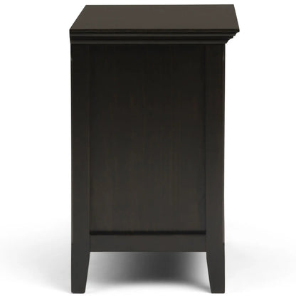 Amherst bedside table handcrafted in dark espresso wood with layered top edge on Tampa Home & Garden Store