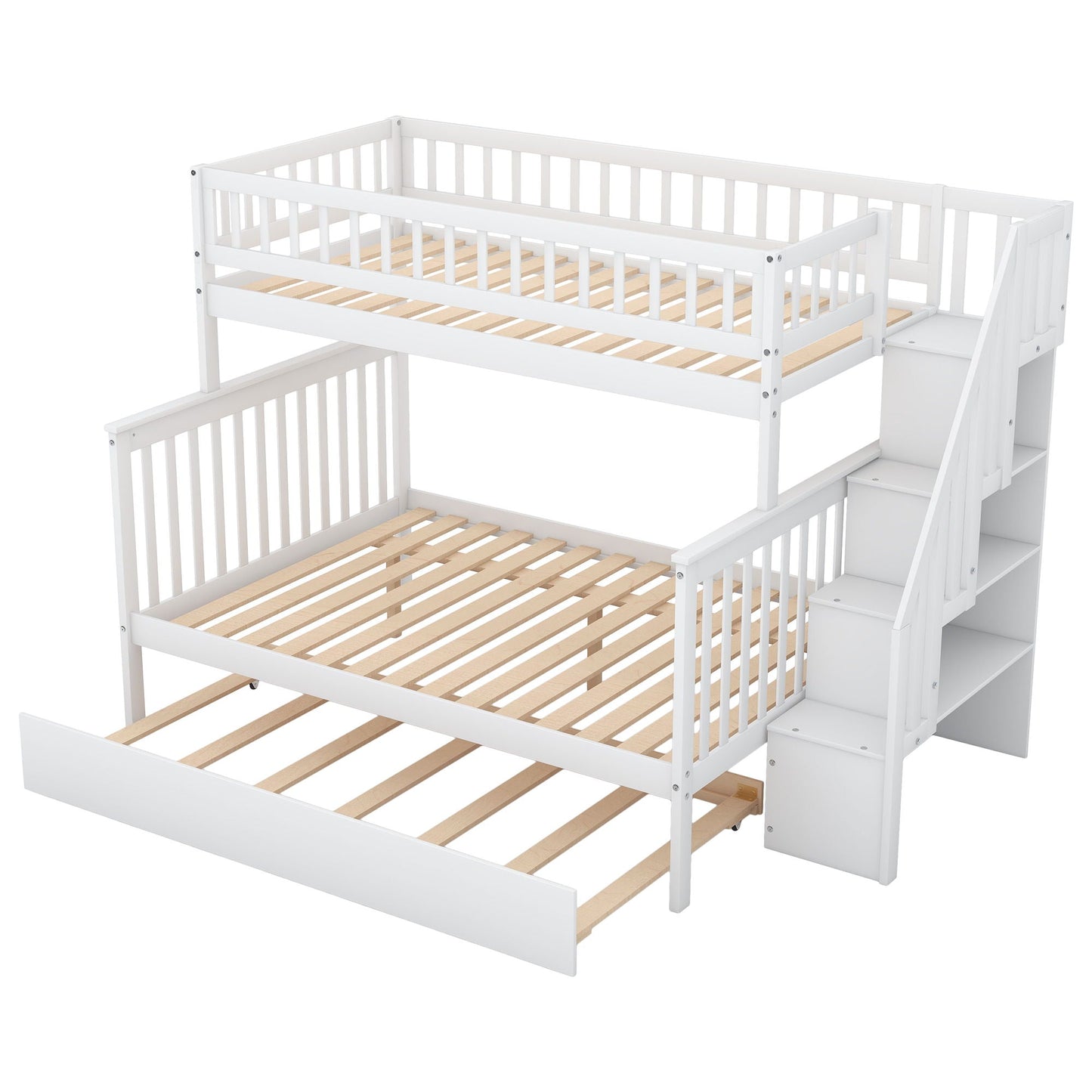 Bunk bed with staircase in white wood by HouseOfZazla on Tampa Home & Garden Store