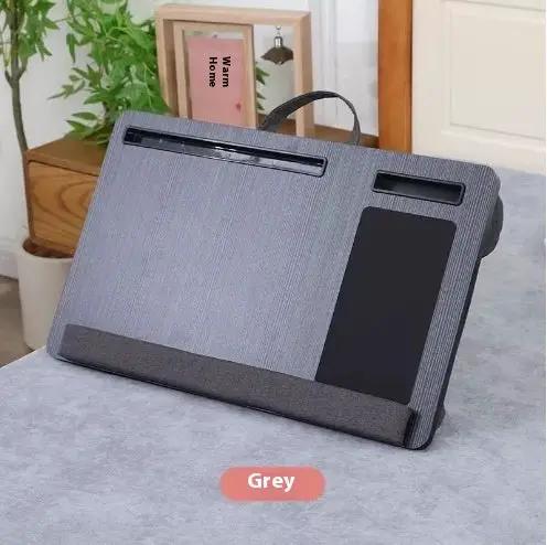 Portable knee lazy table in grey fabric with handle and built-in mouse pad FLIPSTYLEZLLC on Tampa Home & Garden Store