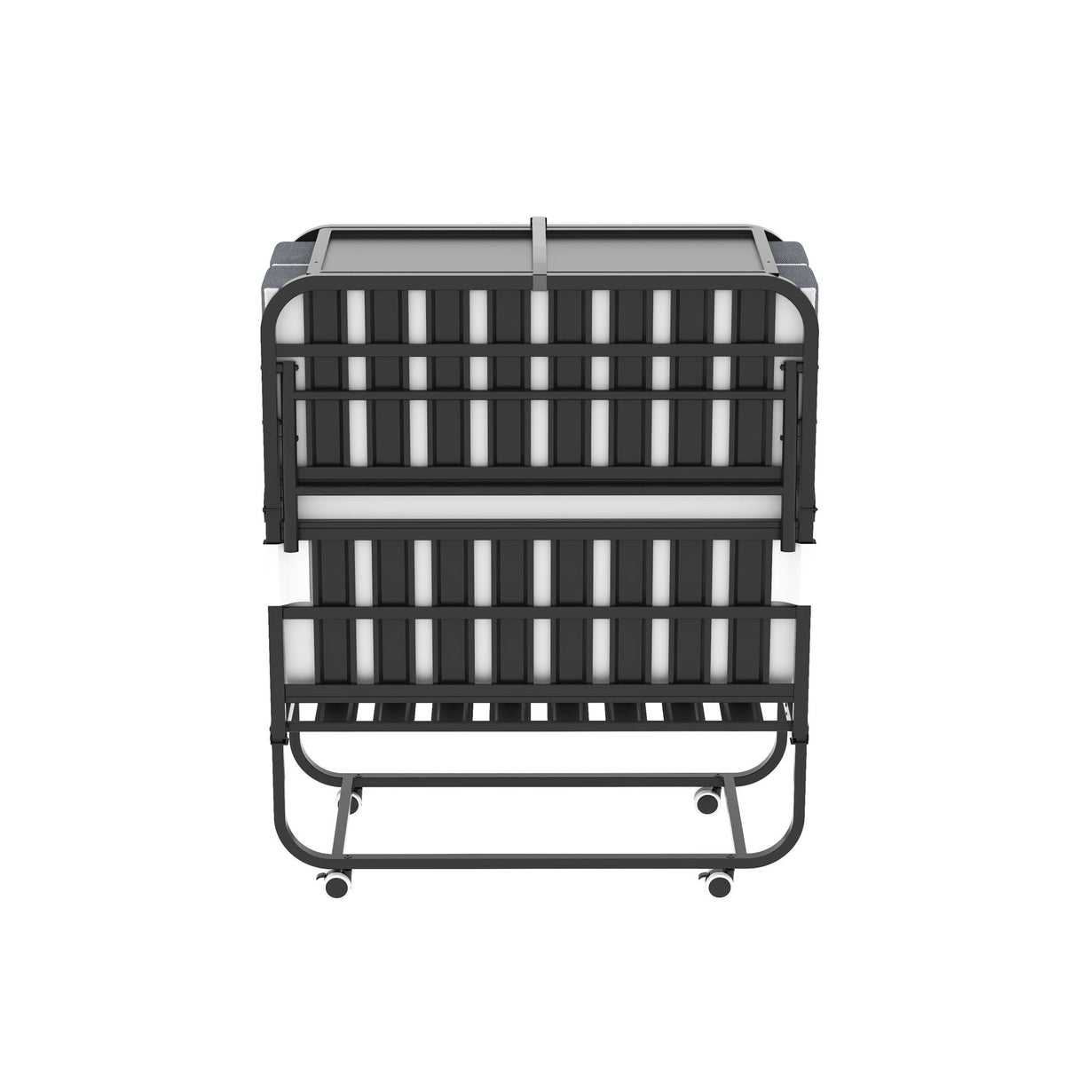 Twin folding bed with adjustable headboard, memory foam mattress, black metal frame HouseOfZazla on Tampa Home & Garden Store