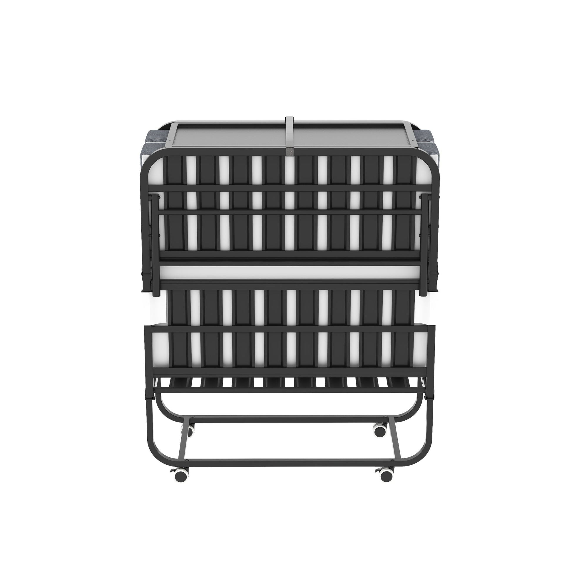 Twin folding bed with adjustable headboard, memory foam mattress, black metal frame HouseOfZazla on Tampa Home & Garden Store