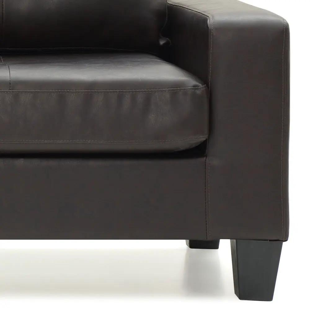 Newbury Modular Sofa Modern in dark brown leather with square block legs on Tampa Home & Garden Store