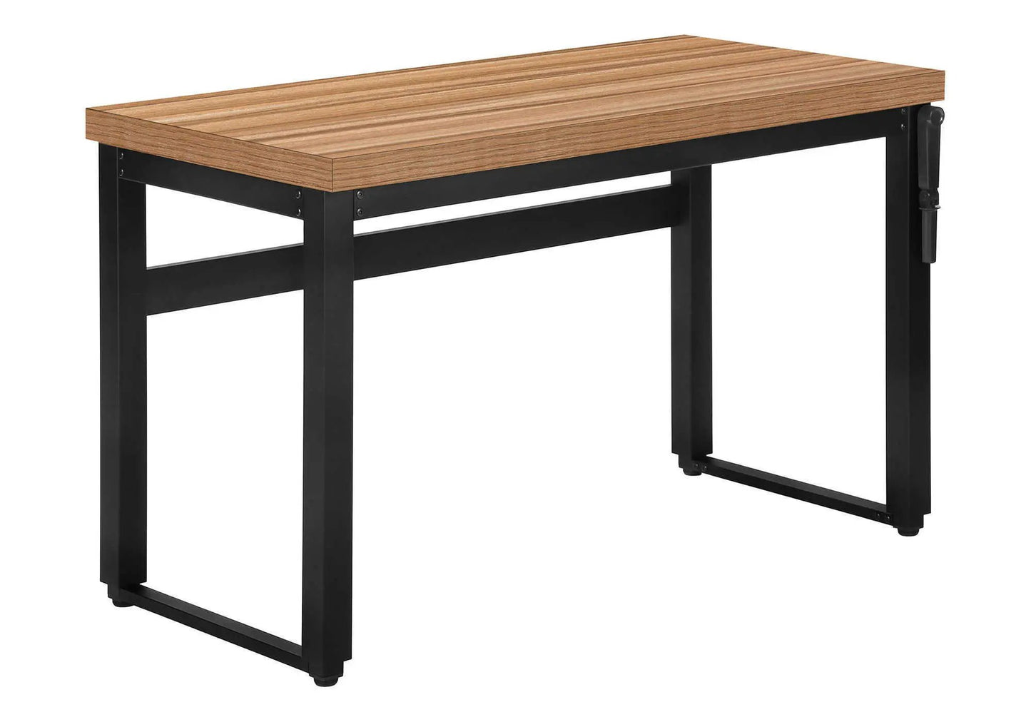 Computer desk with standing adjustable height, wood top and black steel frame on Tampa Home & Garden Store